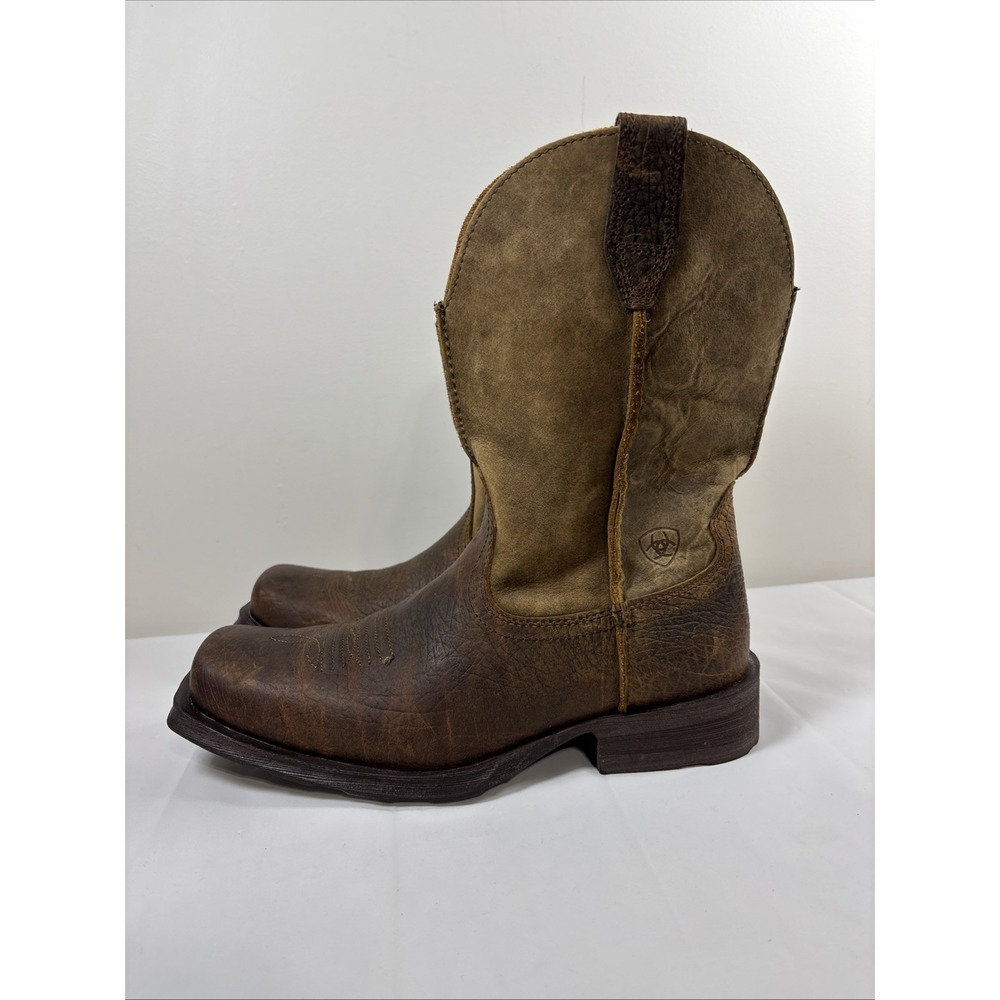 Ariat Rambler Mens 8.5 D Brown Leather Square Toe Boots Mid-Calf Western Durable - Picture 3 of 12